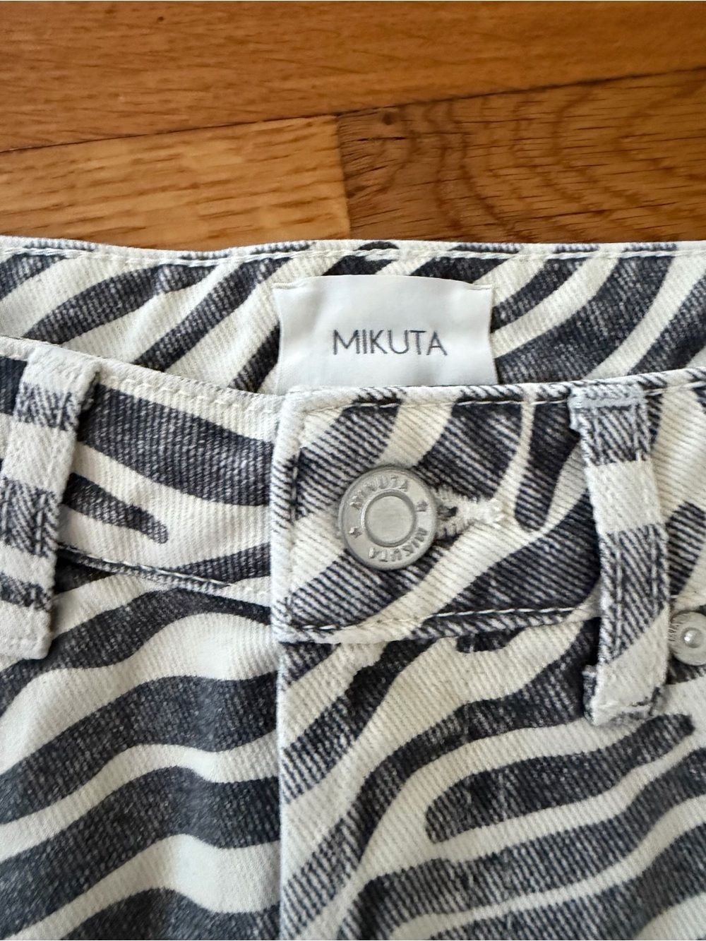 Mikuta Zebra Denim Skirt Black White Size Xs Extra Small — image 3 of 6